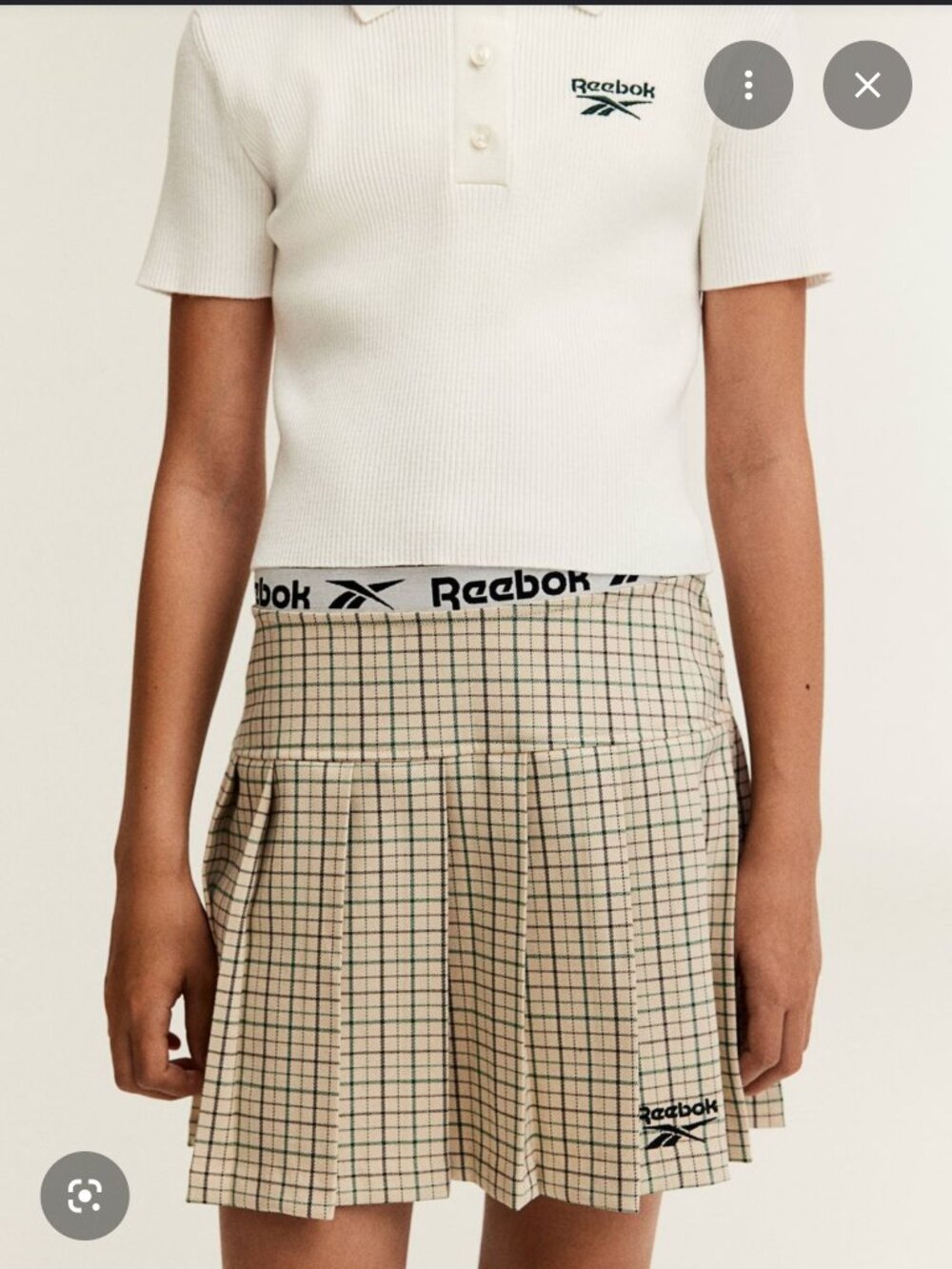Reebok x H&M Pleated Plaid Skirt & Knit Crop Top 8-9